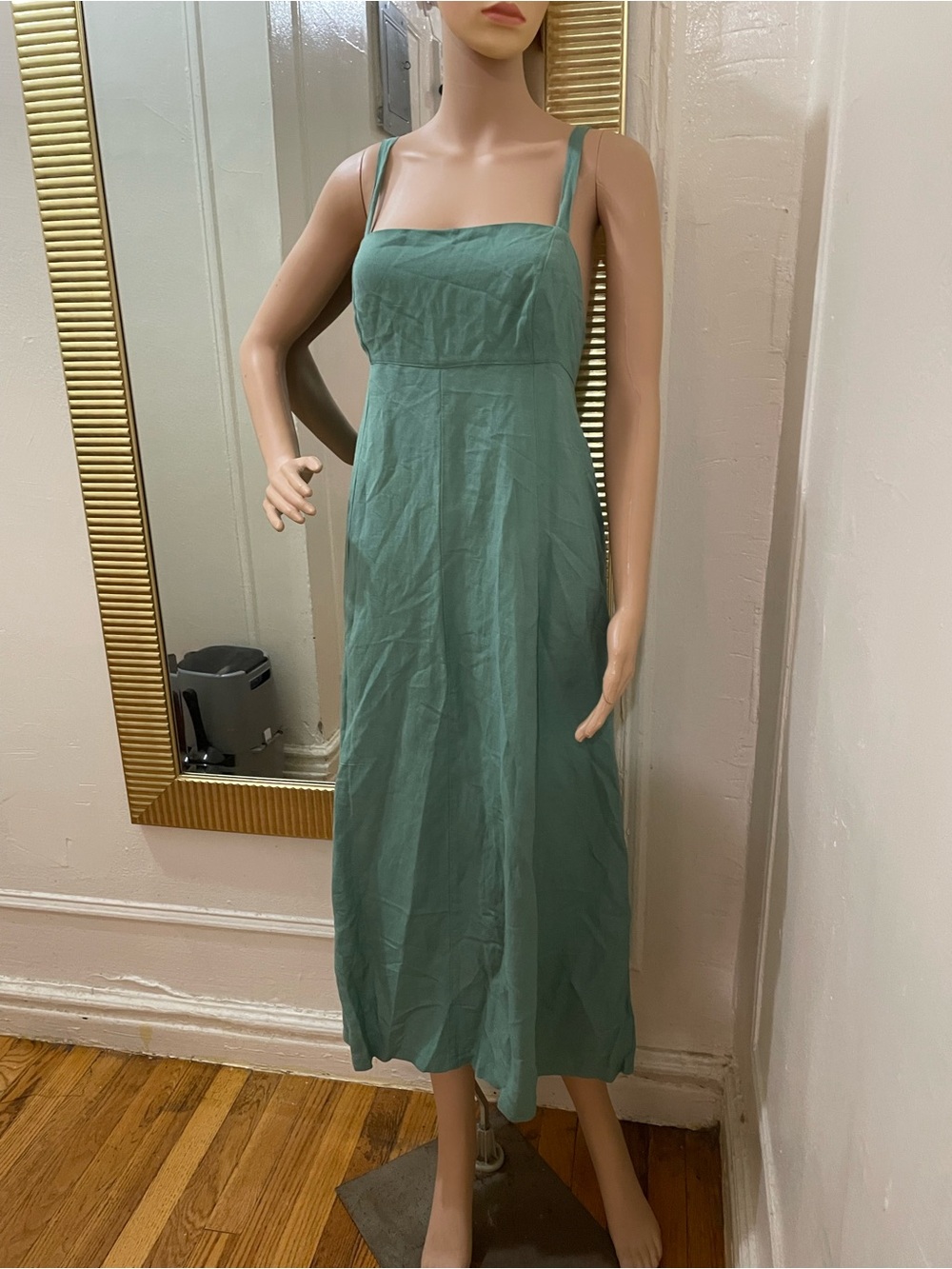 Madewell Linen Square-Neck Midi Dress in Sage - Picture 4 of 12